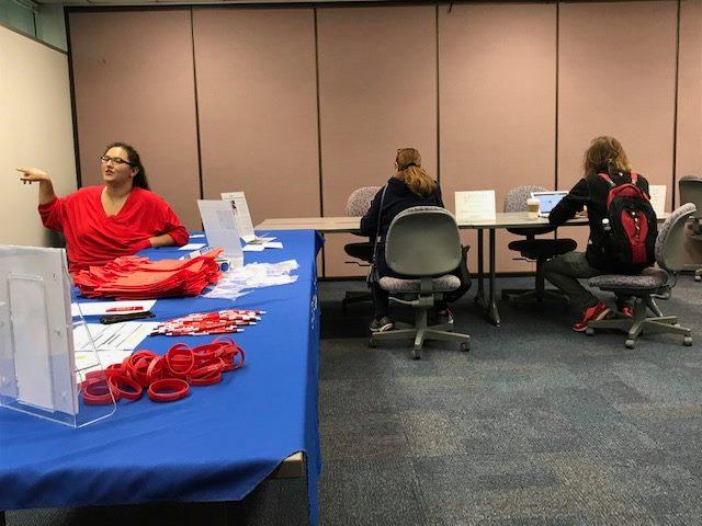 A few tables set up offering information about the Organ Donor drive